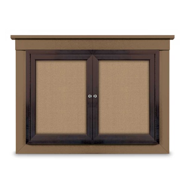 18"x24" 1-Door Enclosed Letterboard, Header, Blue Felt/Walnut